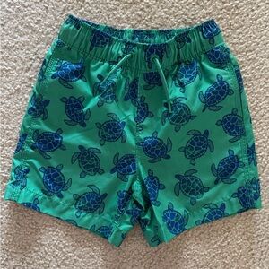 GAP Kids Aqua and Navy Turtle Swim Trunks